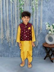 Chanderi Dhoti Kurta Set for Boys - Purple | BR23DK46PRB