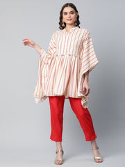 Off White Crepe Printed Kaftan Pant Set-AHKFPN-COMBO-439
