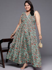 Silk V-Neck Ethnic Dresses-AP-AHEDPSDP-254