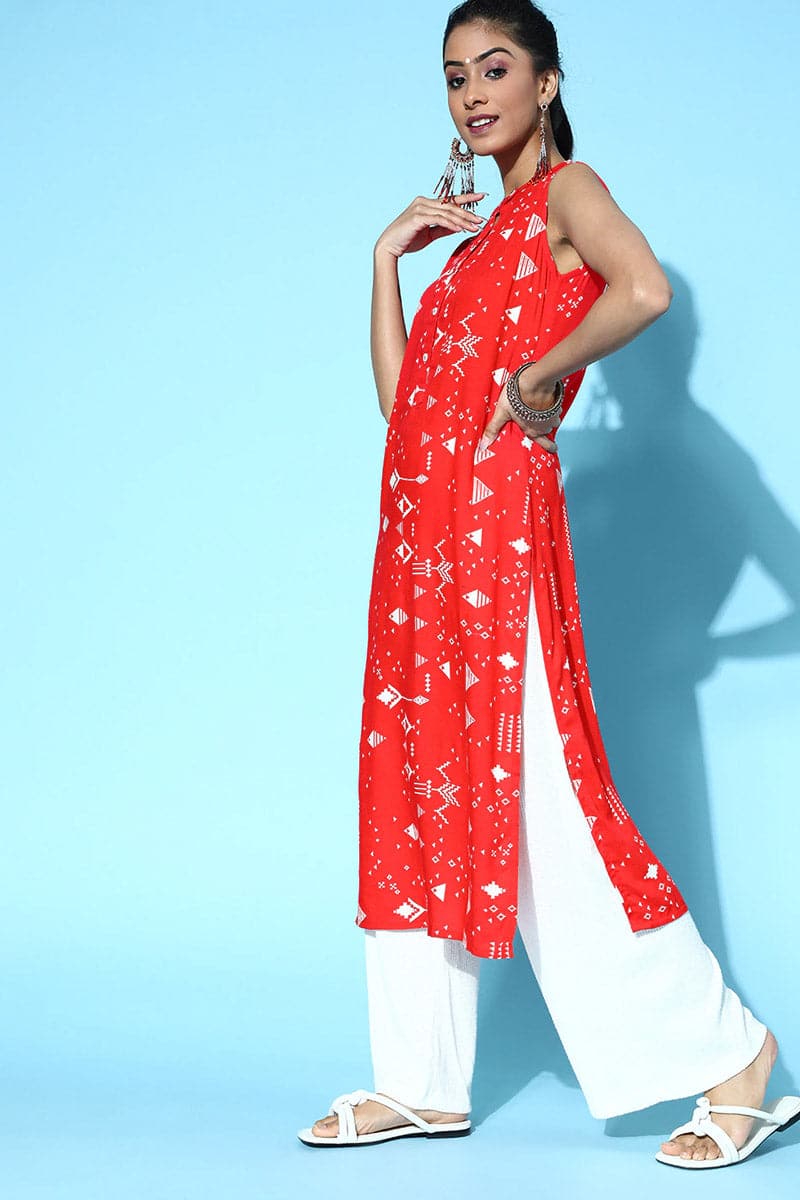  Gorgeous Red Cotton Kurta VCK8517