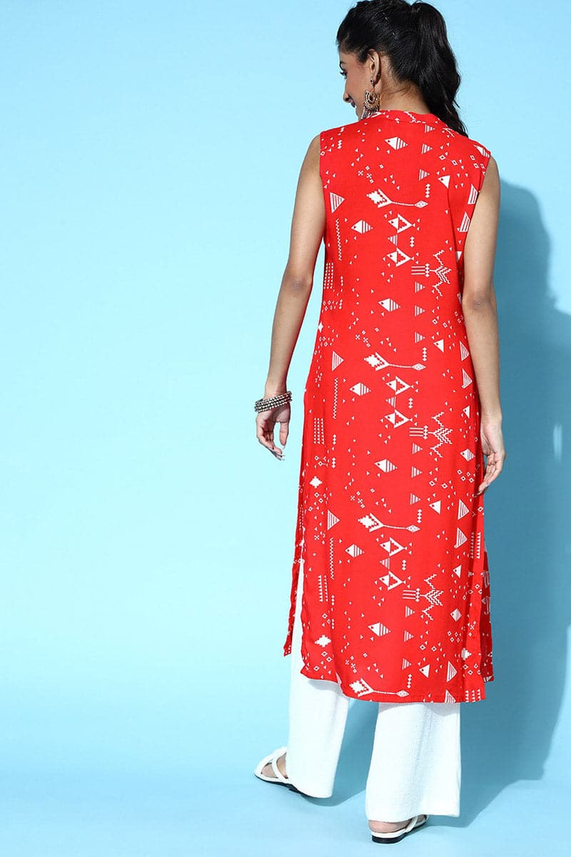  Gorgeous Red Cotton Kurta VCK8517