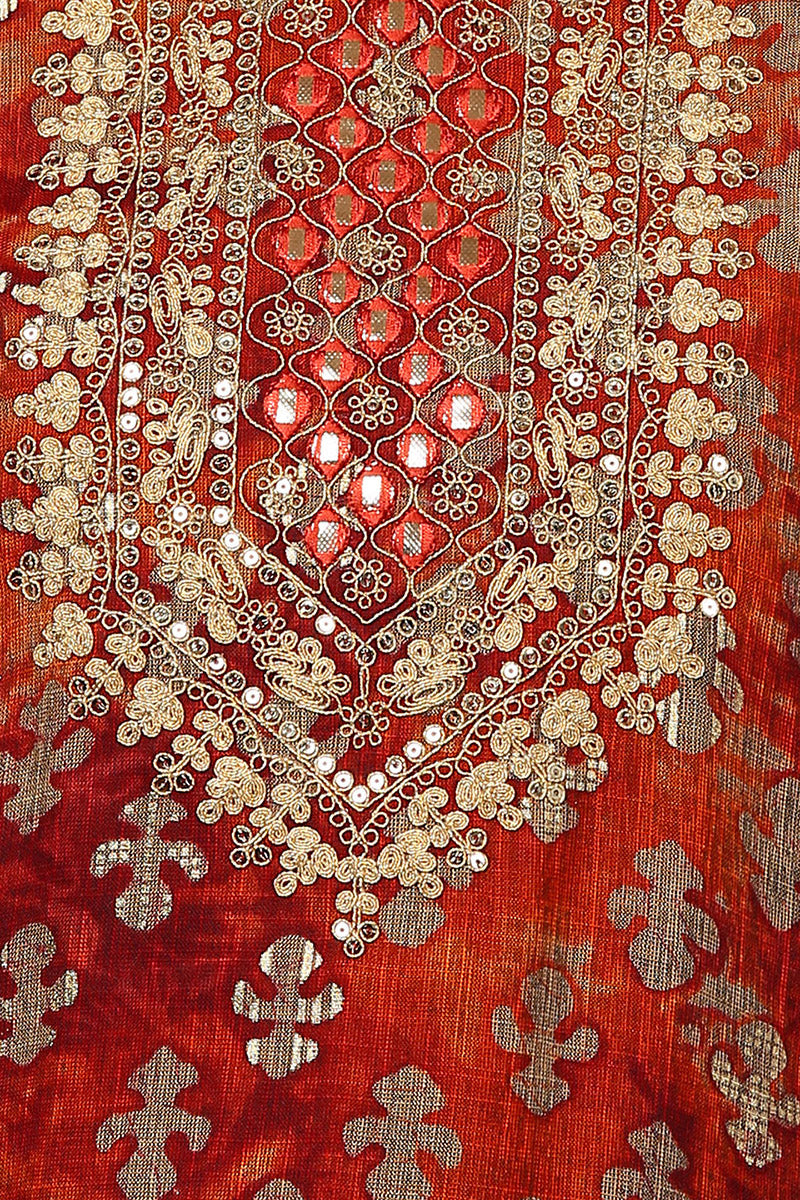 Orange Viscose Rayon Embroidered Kurta VCK9522 | DesiQlo
