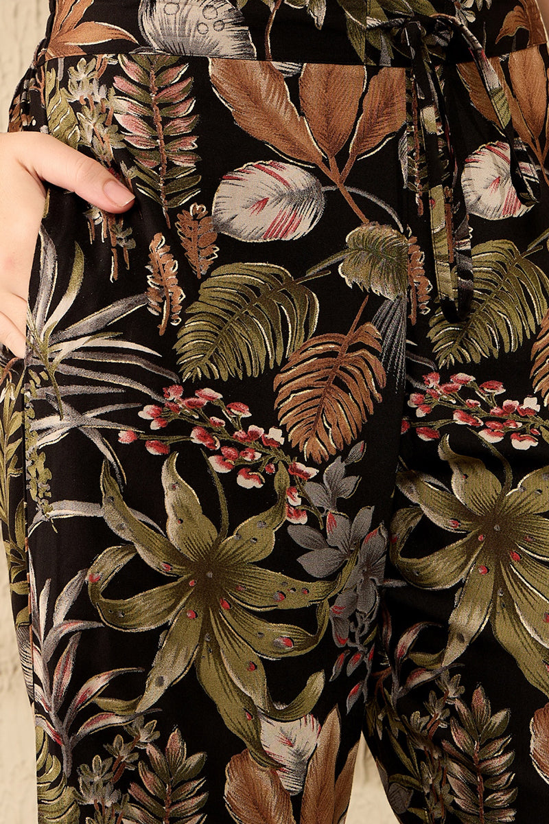 Black Rayon Blend Floral Printed Tunic With Palazzo Co-ord Sets VCORD1