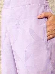Lavender Cotton Blend Floral Printed Co-ord Set VCORD1073
