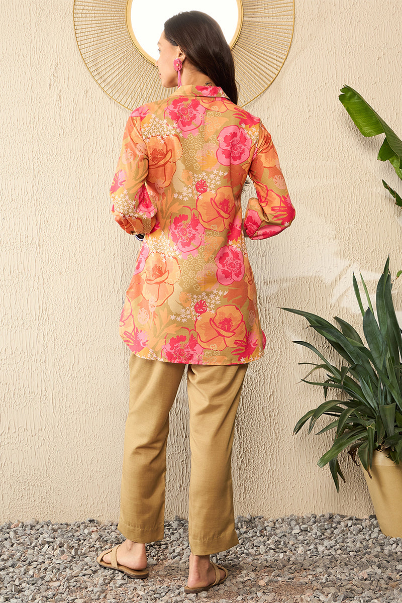 Green Rayon Blend Floral Printed Co-Ord Set VCORD1074
