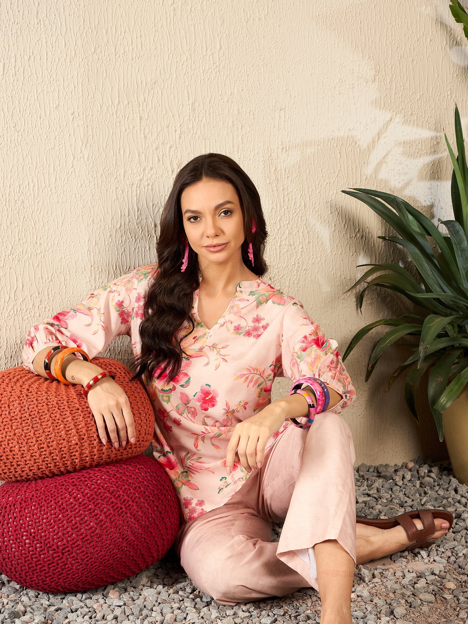Cream Rayon Blend Floral Printed Co-ord Set VCORD1079 | DesiQlo