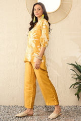Mustard Rayon Blend Floral Printed Co-ord Set VCORD1083