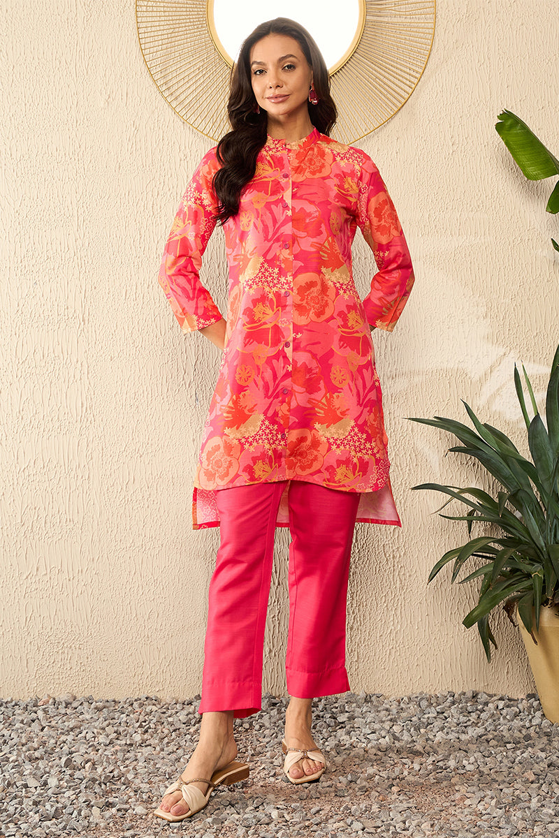 Pink Rayon Blend Floral Printed Co-Ord Sets VCORD1086 | DesiQlo