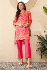 Pink Rayon Blend Floral Printed Co-Ord Sets VCORD1086