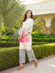 Women Off White Rayon Blend Ethnic Motifs Printed Coord Sets-VCORD1127