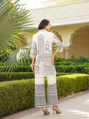 Women Off White Rayon Blend Ethnic Motifs Printed Coord Sets-VCORD1127
