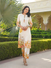 Women Off White Rayon Blend Floral Printed Coord Sets-VCORD1128