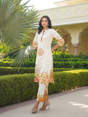 Women Off White Rayon Blend Floral Printed Coord Sets-VCORD1128