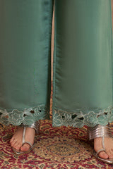 Blue Silk Blend Embroidered Scalloped Coord Sets VCORD1142