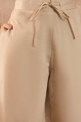 Beige Silk Blend Embroidered Straight Coord Sets VCORD1144