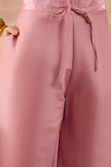 Pink Silk Blend Embroidered Scalloped Coord Sets VCORD1146