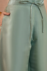 Blue Silk Blend Embroidered Scalloped Coord Sets VCORD1147