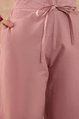 Pink Pure Cotton Embroidered Straight Coord Sets VCORD1166