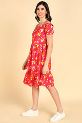  Women Pink Georgette Printed Dress