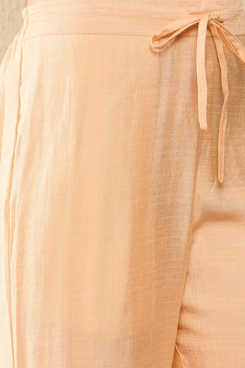 Peach Embroidered Viscose Rayon Straight Trouser Bottom Kurta Set VKSE