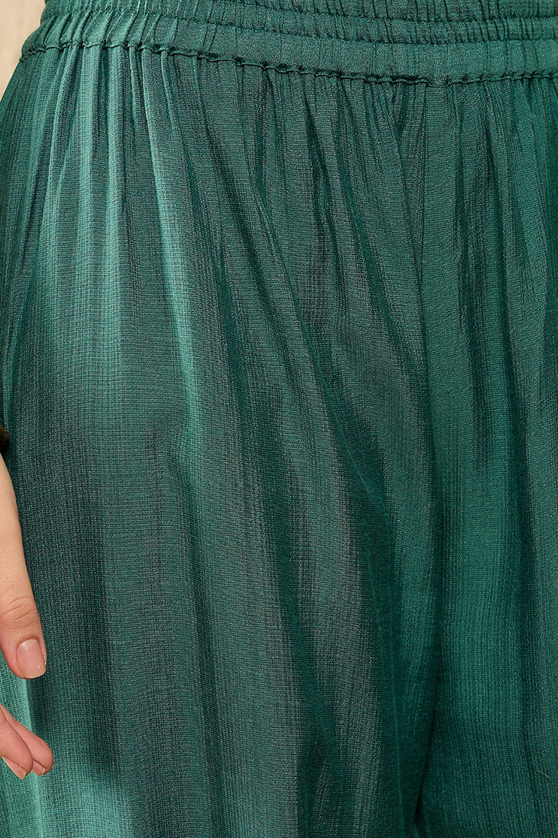 Teal Green Embroidered Viscose Rayon Straight Salwar Bottom Kurta Set 