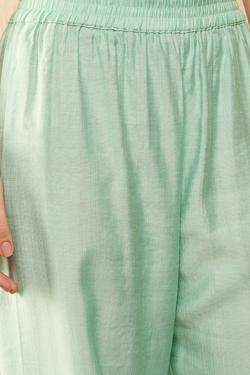 Sea Green Viscose Rayon Solid Embroidered Straight Salwar Kurta Set VK