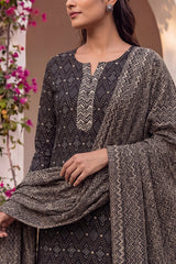 Black Rayon Blend Geometric Printed Straight Suit Set VKSKD2151