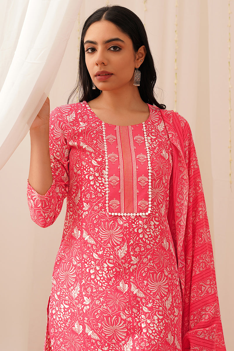 DesiQlo Women Rayon Indian Ethnic Set - Pink VKSKD2157