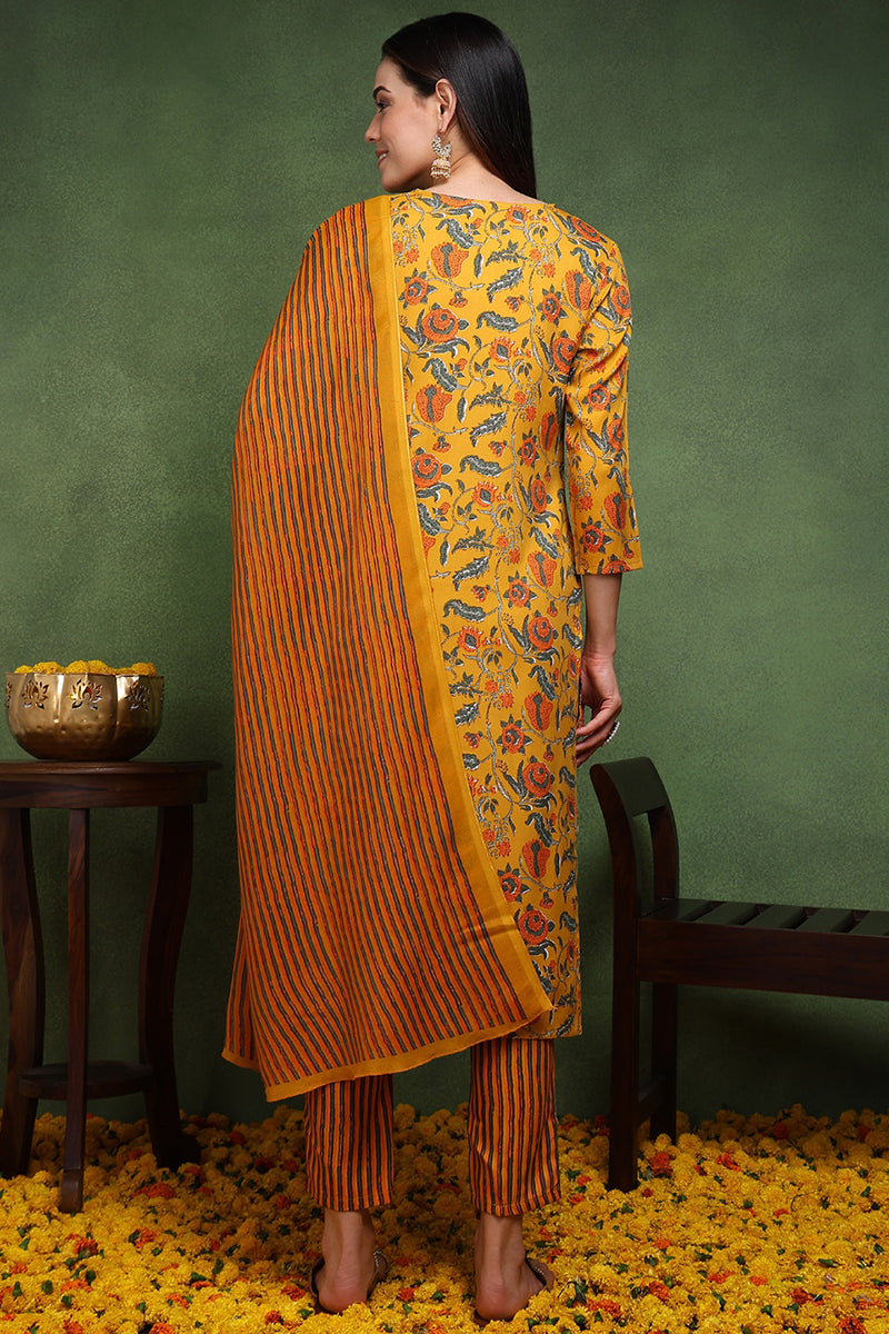 DesiQlo Women Rayon Indian Ethnic Set - Yellow VKSKD2162