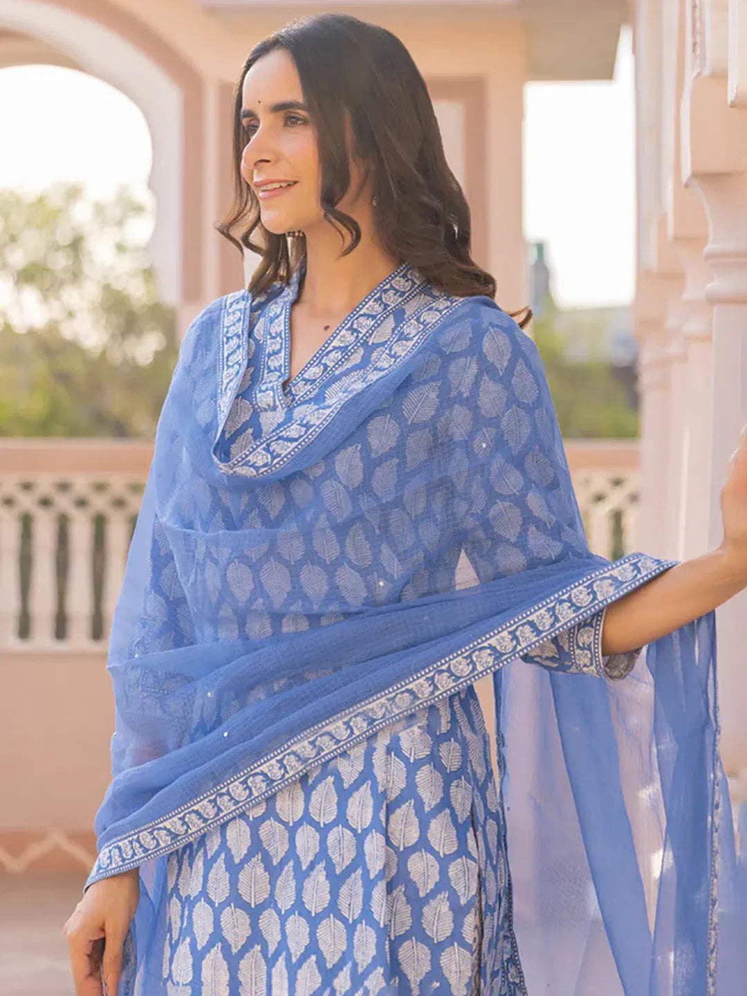Blue Paisley Kurta Set with Dupatta | Women's Indian Kurta