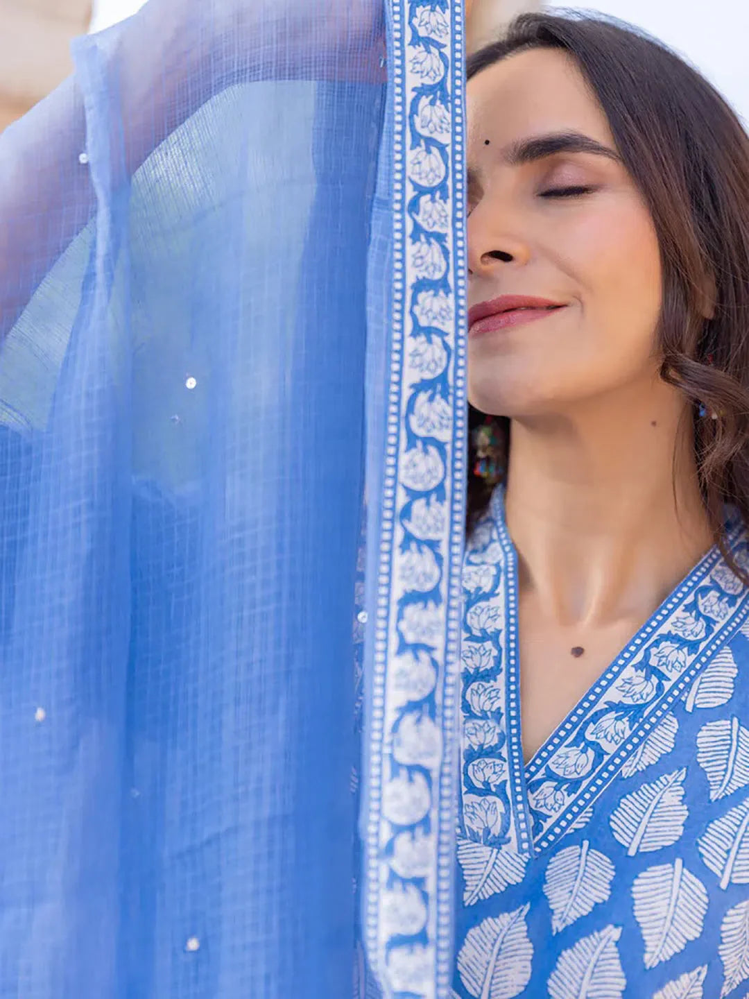 Blue Paisley Kurta Set with Dupatta | Women's Indian Kurta