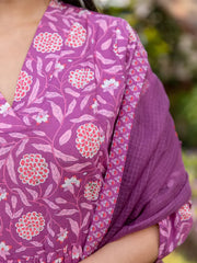 Women Purple Viscose Rayon Floral Printed Straight Kurta Salwar With Dupatta-VKSKD2222PPL