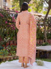 Women Pink Viscose Rayon Floral Printed Straight Kurta Palazzo With Dupatta-VKSKD2224PNK