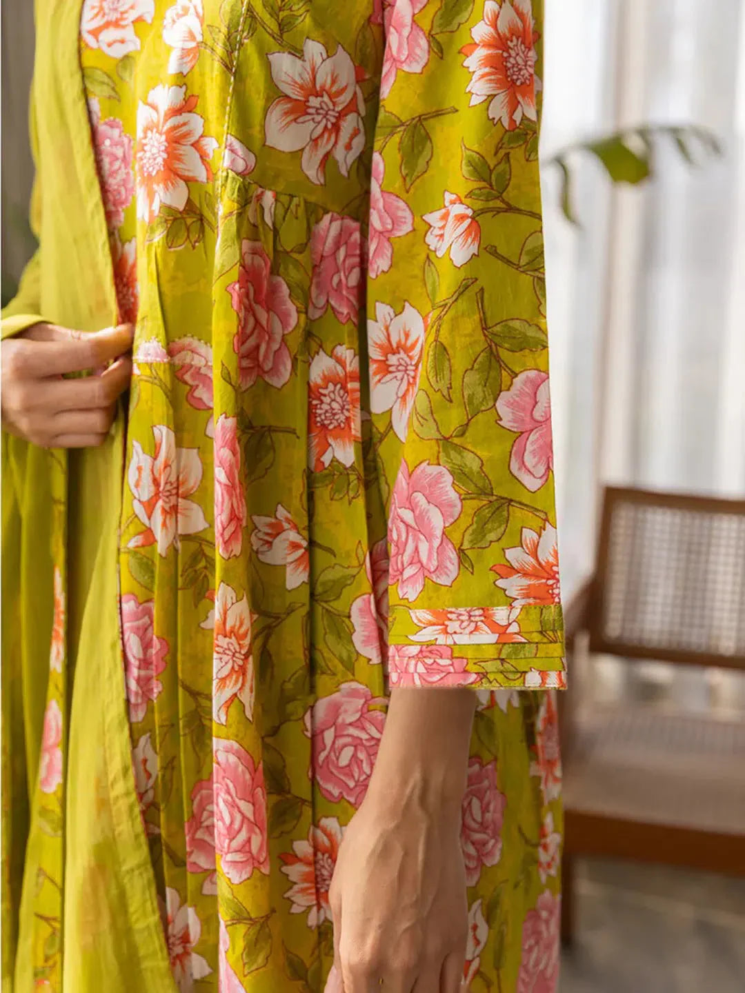 Green Floral Kurta Palazzo Set | Women's Rayon Outfit