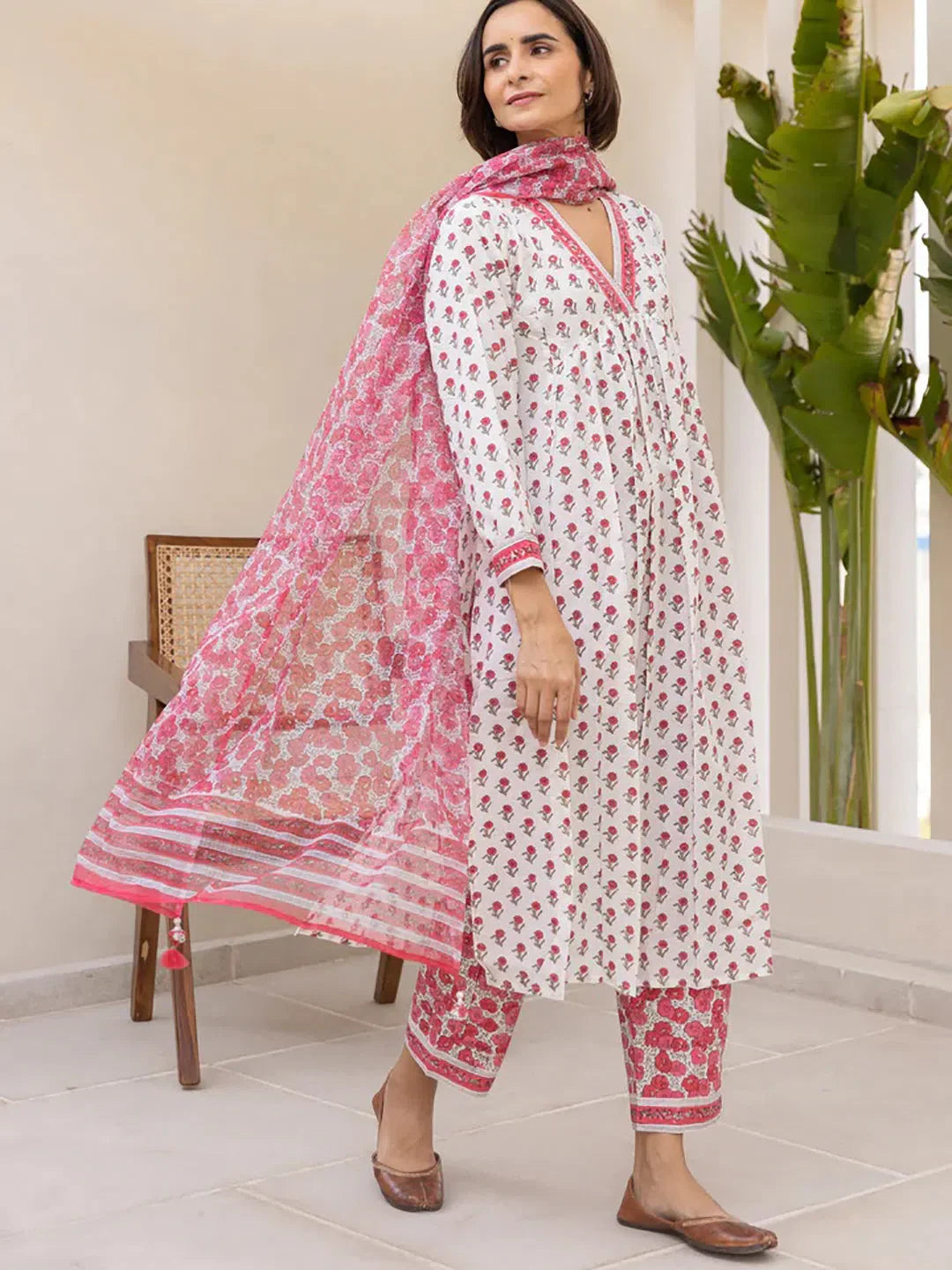Floral Kurta Palazzo Set with Dupatta | Viscose Rayon