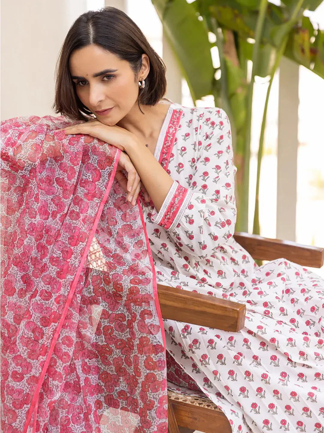Floral Kurta Palazzo Set with Dupatta | Viscose Rayon