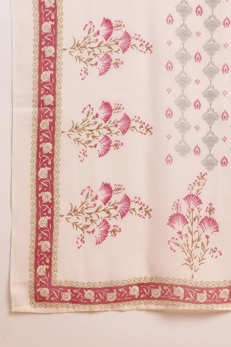 Pink Rayon Blend Floral Straight Printed Suit Set VKSKD2232 | DesiQlo