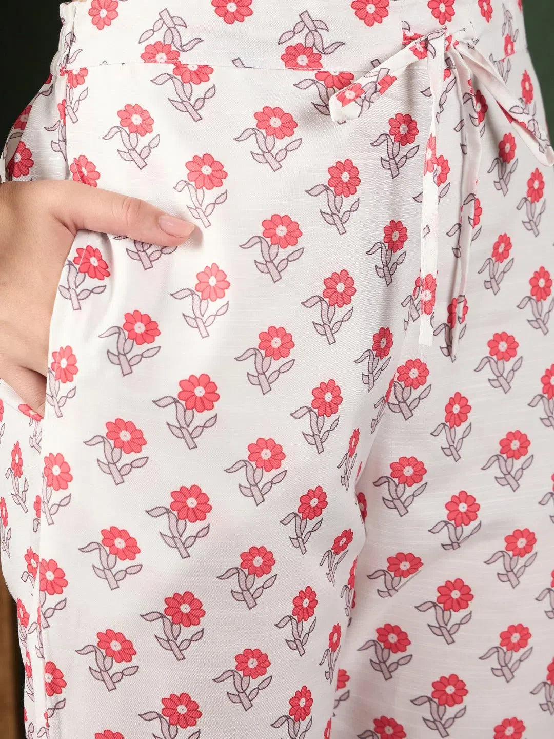 Ethnic White Floral Kurta Set with Dupatta | Women's Cotton Kurta Sets