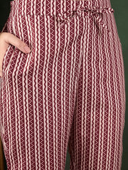 Women Maroon Rayon Blend Ethnic Motifs Printed Straight Kurta Trouser With Dupatta-VKSKD2241