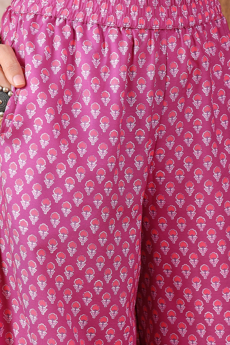 Pink Rayon Blend Floral Printed Straight Salwar Bottom Suit Set VKSKD2