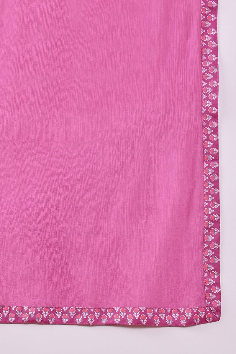 Pink Rayon Blend Floral Printed Straight Salwar Bottom Suit Set VKSKD2