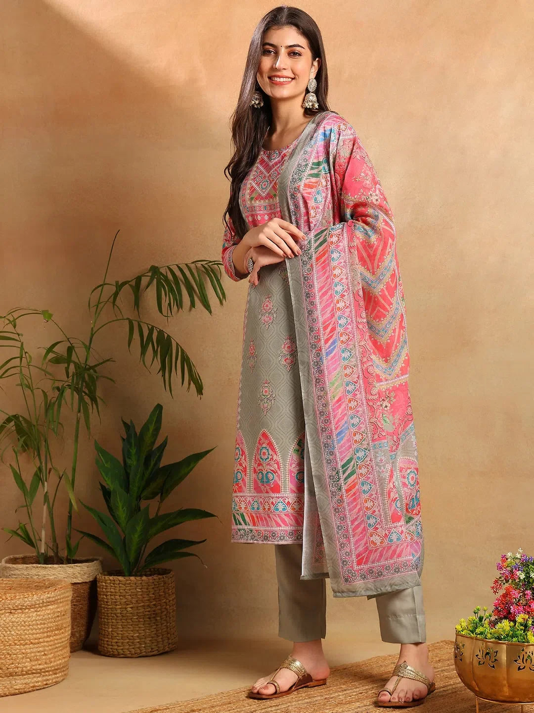 Green Printed Kurta Set with Dupatta | Indian Women's Kurta Sets