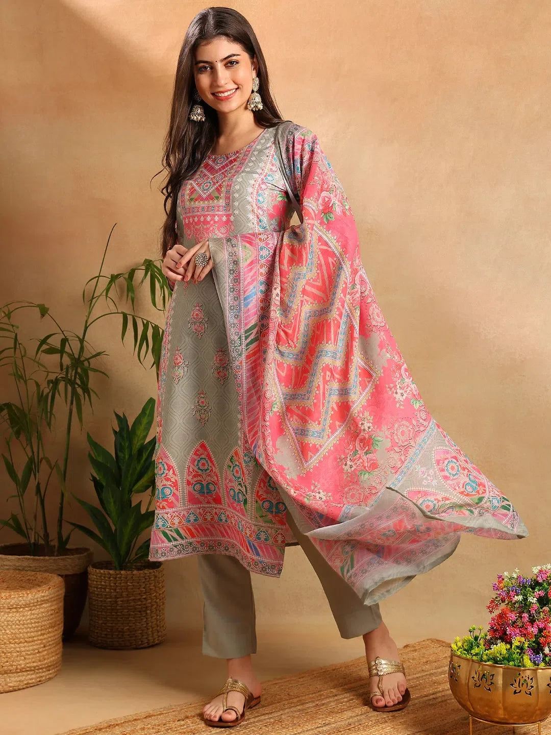 Green Printed Kurta Set with Dupatta | Indian Women's Kurta Sets