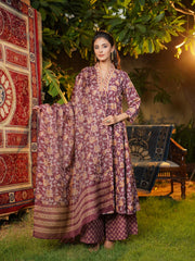 Women Brown Rayon Blend Floral Printed A-Line Kurta Palazzos With Dupatta-VKSKD2365