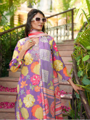 Women Purple Viscose Rayon Floral Embroidered Straight Kurta Trousers With Dupatta-VKSKD2376