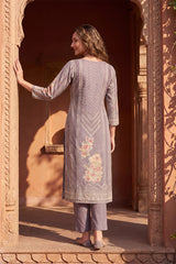 Lavender Pure Cotton Ethnic Motifs Printed  Straight Kurta Sets VKSKD3202