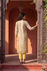Yellow Pure Cotton Floral Printed  Straight Kurta Sets VKSKD3204