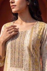 Yellow Pure Cotton Floral Printed  Straight Kurta Sets VKSKD3204