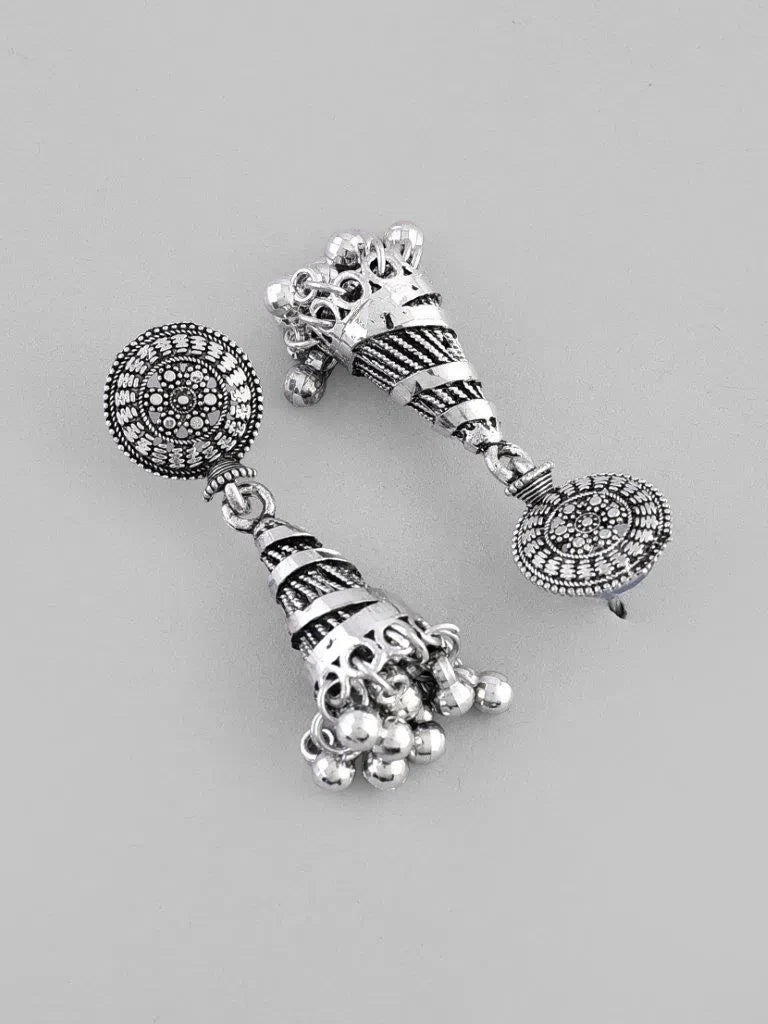 Oxidized Silver Jhumka Earrings | Indian Affordable Jewelry