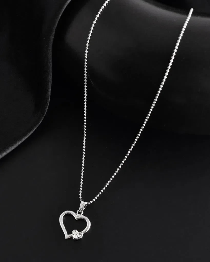Silver Plated Heart Pendant Chain - Affordable Jewelry India